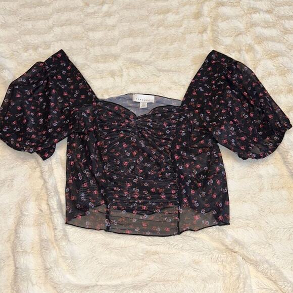 Topshop Layered Sweetheart Neckline Crop Top | Sz 6 - Picture 2 of 7